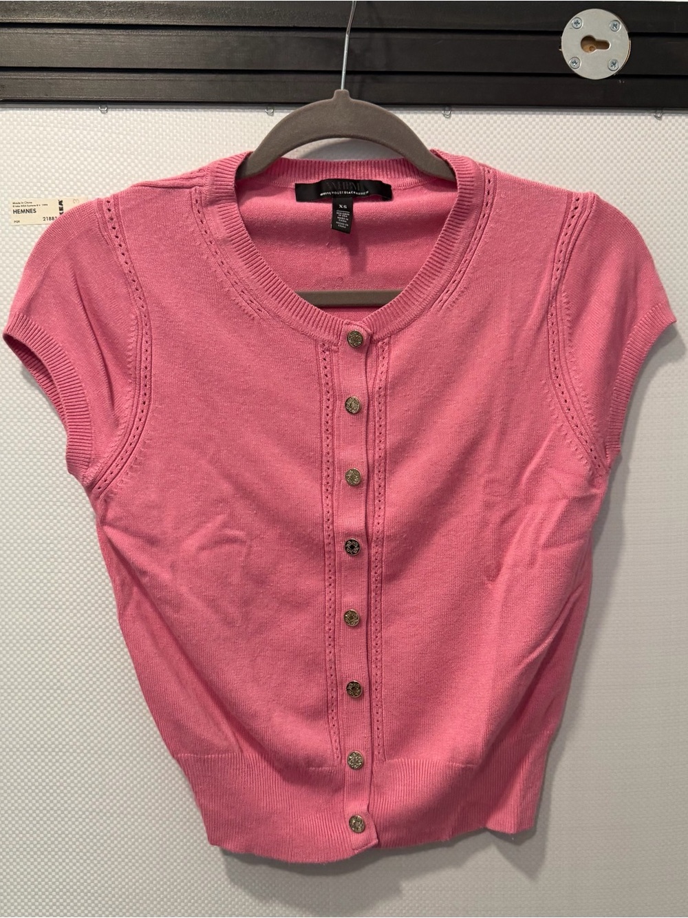 White House Black Market Pink Short Sleeve Button Cardigan